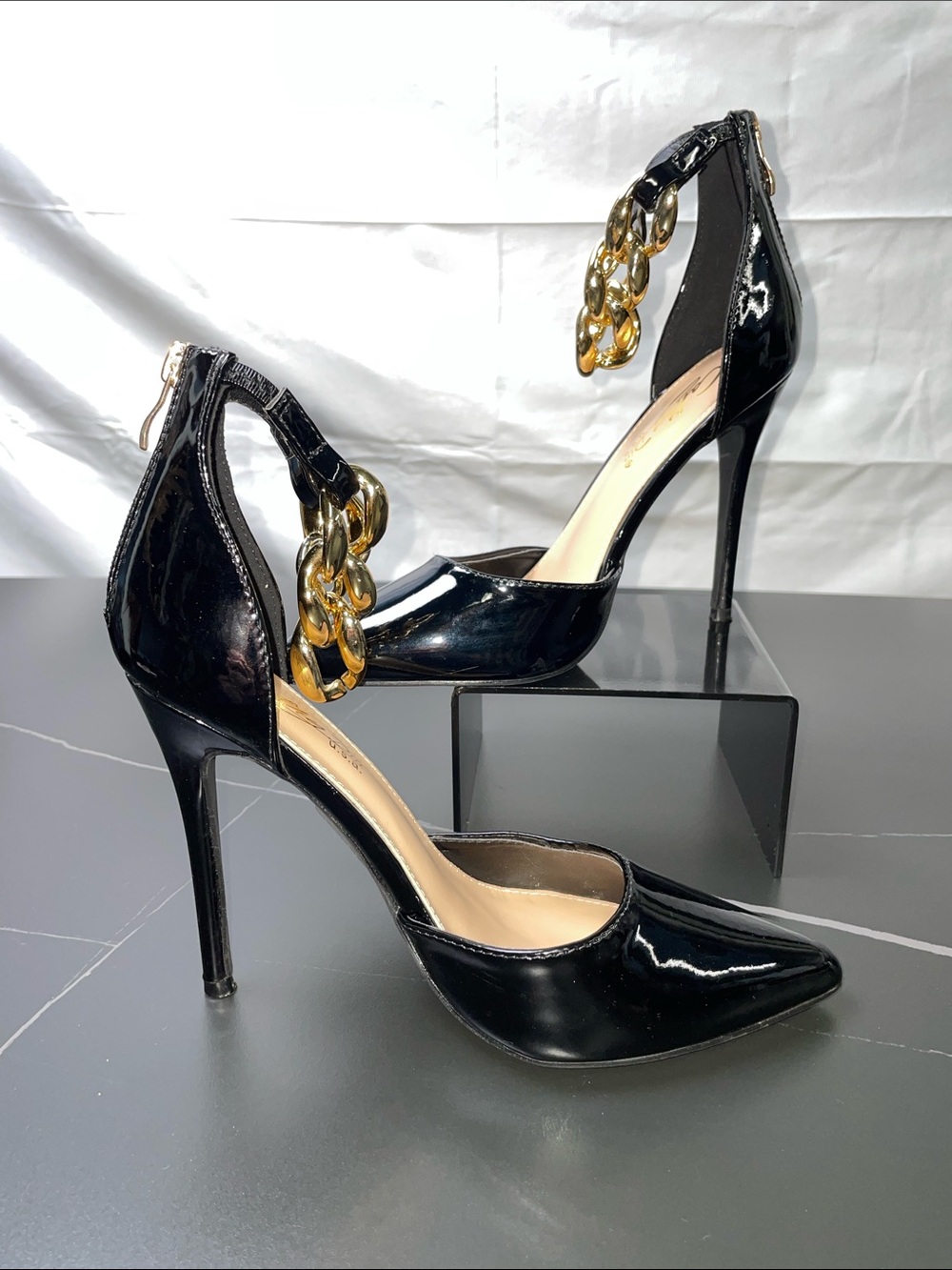 CATHY DIN PATENT ZIP BACK HEELS FTL-09-092